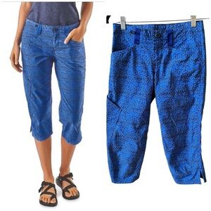 PATAGONIA VENGA ROCK CAPRIS HIKING ORGANIC COTTON BLD ATHLETIC BATIK BLUE 0